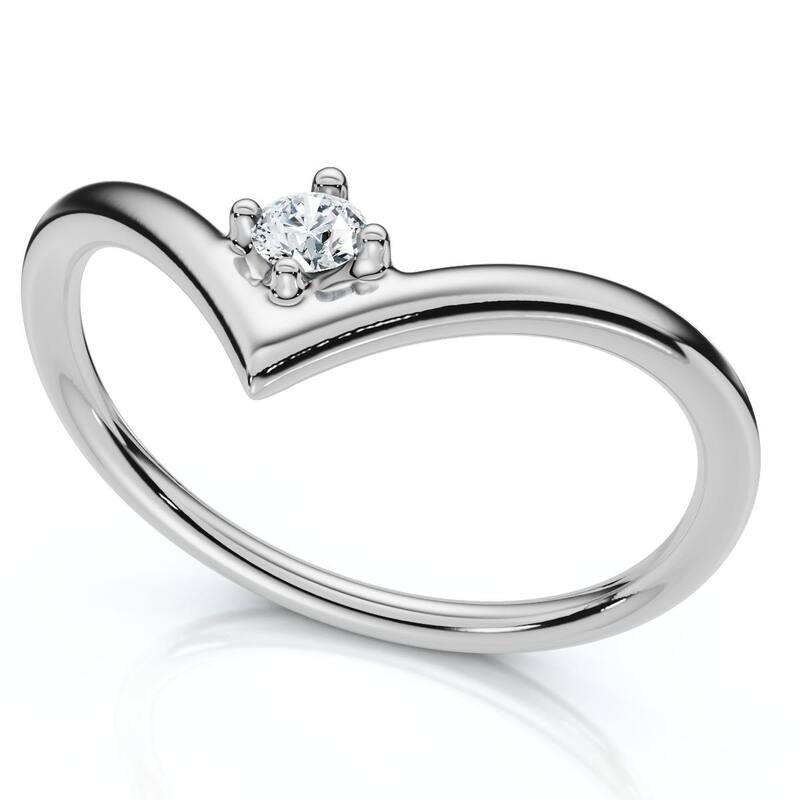 Diamond Stackable Chevron Wedding Ring Gold Lab Grown
