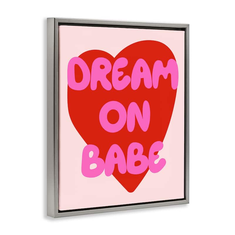 Stupell Dream On Babe Red Heart Framed Floater Canvas Wall Art Design By House of Lulu