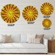 preview thumbnail 4 of 8, Designart 'Bright Yellow Fractal Flower on Green' Oversized Modern Wall CLock
