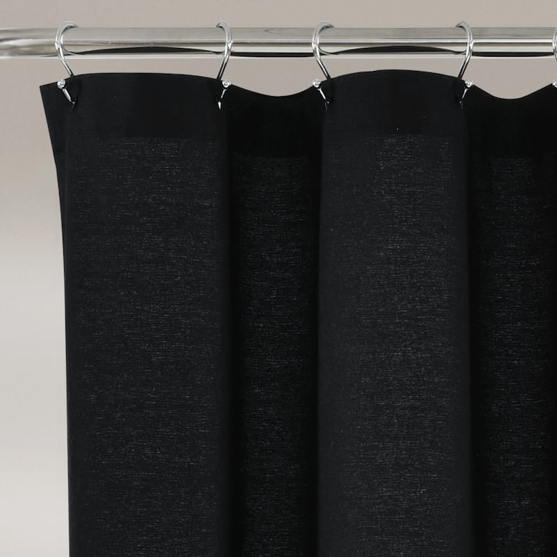 Lush Decor Two-tone Linen Button Shower Curtain