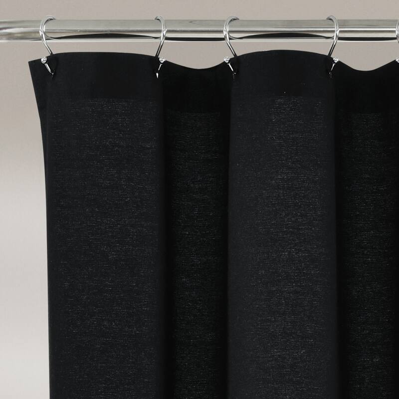 Lush Decor Two-tone Linen Button Shower Curtain