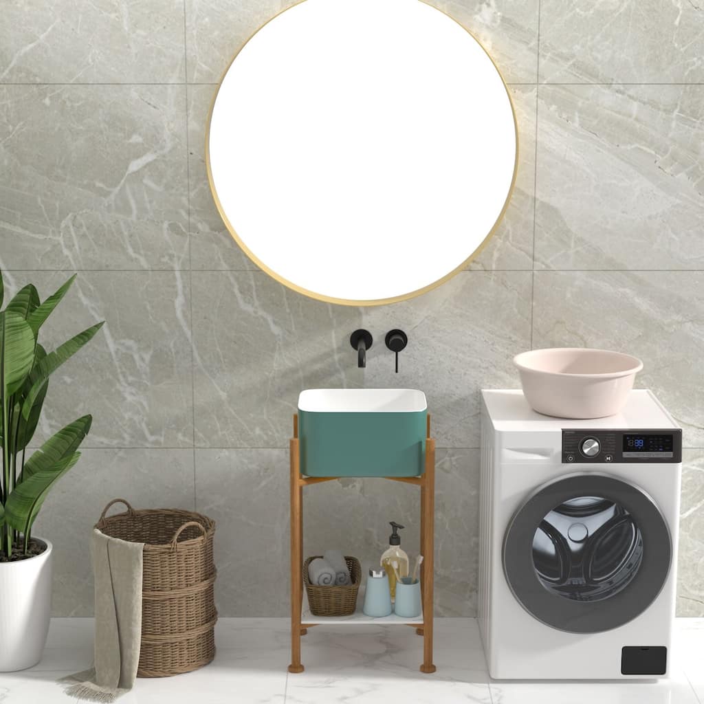Lordear 16 inch Wide Deep Basin Black&White Ceramic Bathroom Vessel Sink