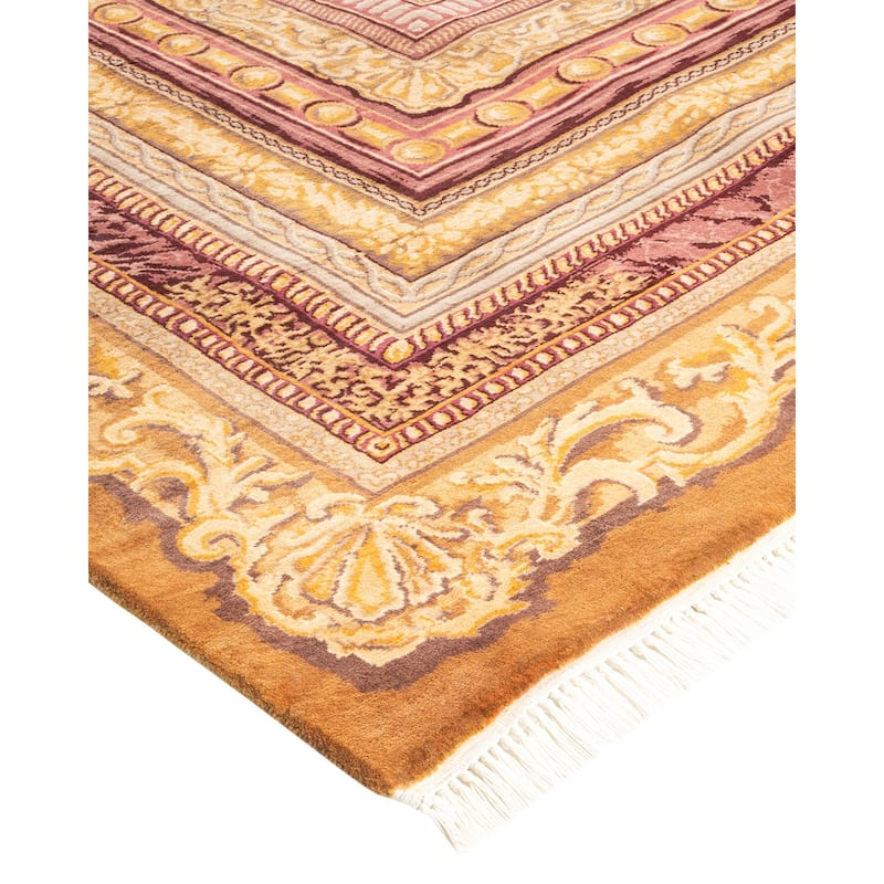 Traditional Oriental Yellow Area Rug - 9' x 12'