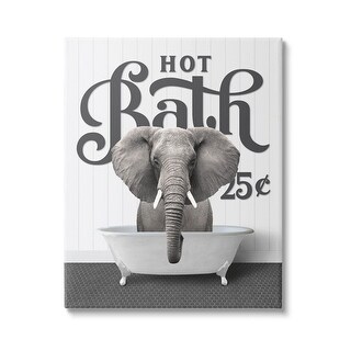Stupell Vintage Hot Bath Elephant Canvas Wall Art Design by Lettered ...