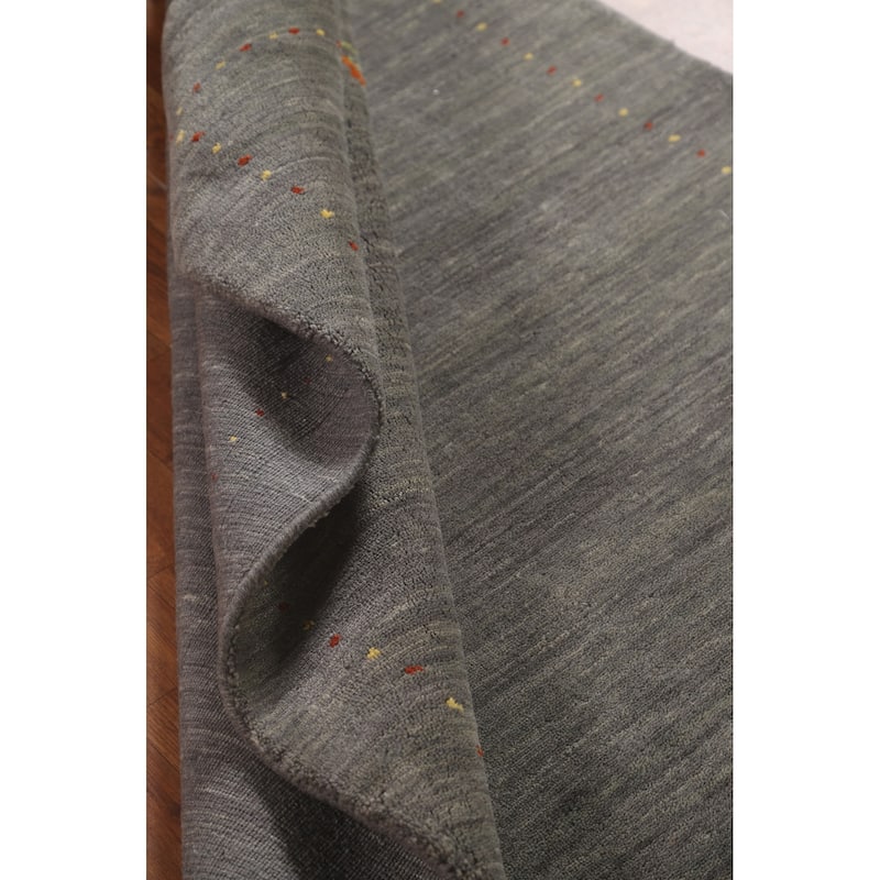 Gray Tribal Gabbeh Oriental Area Rug Handmade Wool Carpet - 3'11"x 5'10"