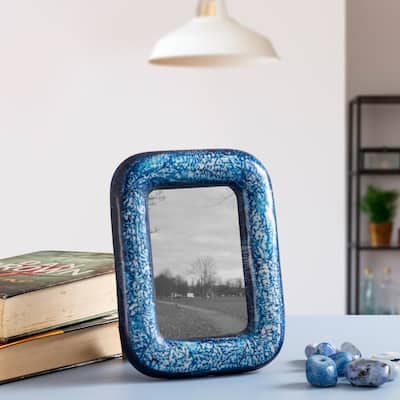 Rectangular Picture Frame - for 4" x 6" Photo - Blue