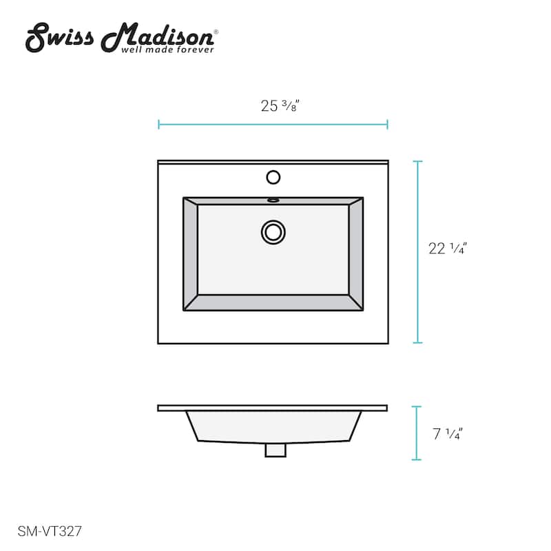 Swiss Madison Voltaire 25" Vanity Top Sink with Single Faucet Hole