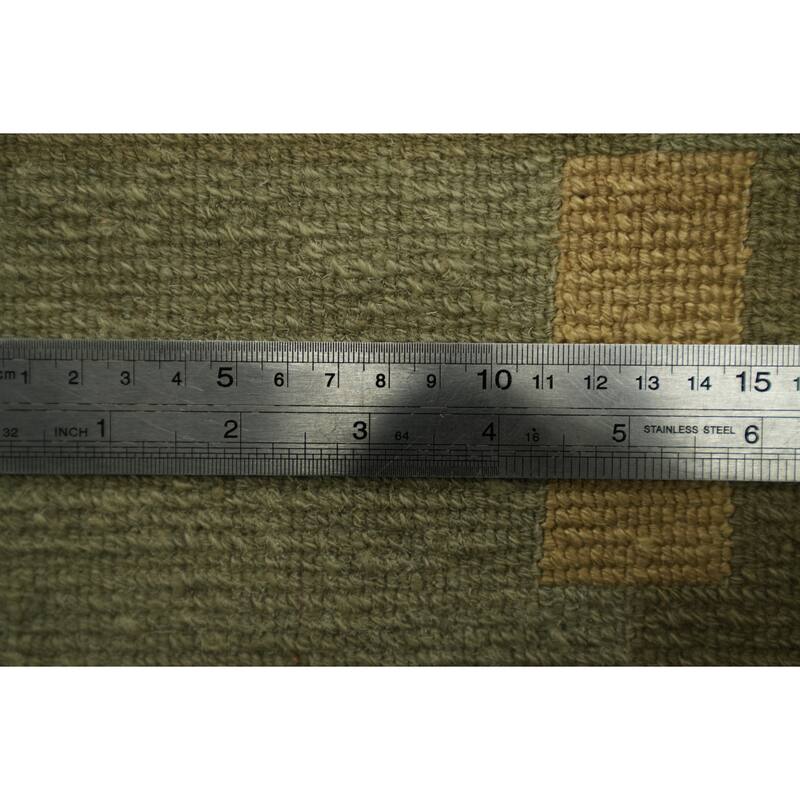 Hand Knotted Oriental 100% Wool Carpet Modern Abstract Green Nepalese Area Rug - 5' 0'' X 3' 0''