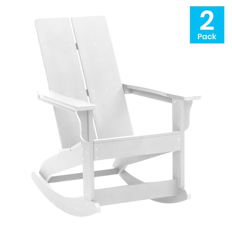 Indoor/Outdoor modern 2-Slat Adirondack Poly Resin Rockers - Set of 2