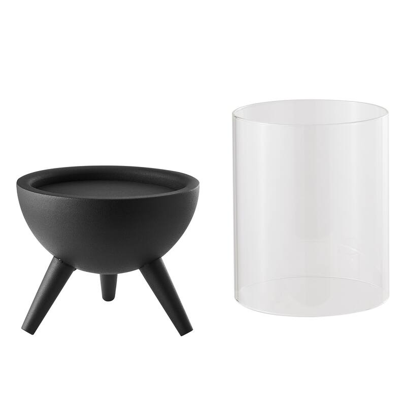 Danya B. Molta Modern Black Metal Bold Pedestal and Glass Candle Holder