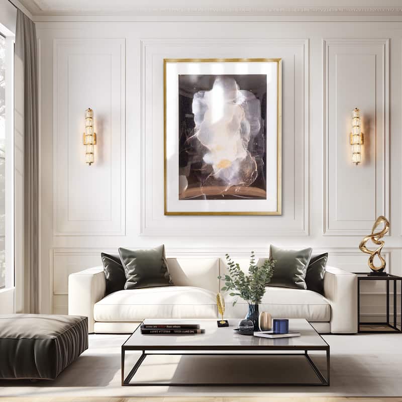 Modern Gold LED 1-Light Crystal Cylinder Wall Sconce Bathroom Vanity Light - Dia. 4.3" x H 19.7"