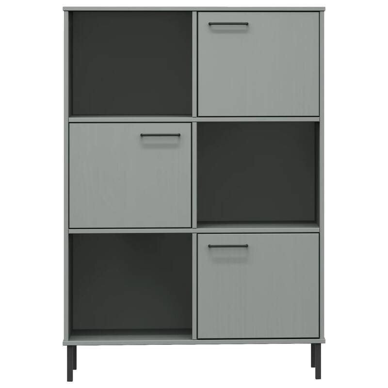 vidaXL Bookshelf Book Cabinet with Metal Legs Storage Cabinet OSLO Solid Wood - 35.4" x 13.8" x 50.6"