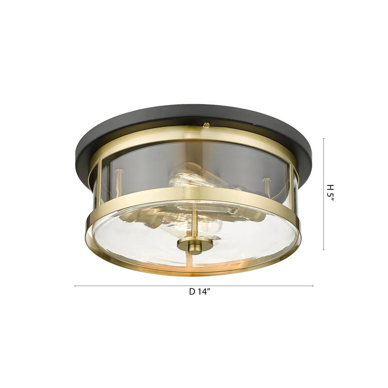 2 Light Gold & Black Semi Flush Mount