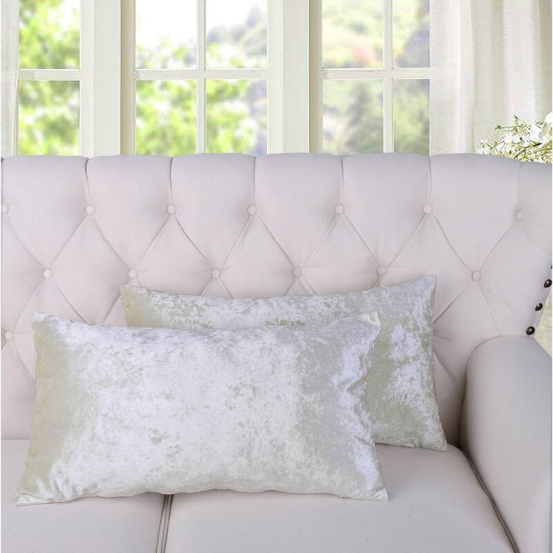 Rancho Crushed Velvet Throw Pillow Cover Set, NO INSERT - 14" x 26" - Gardenia