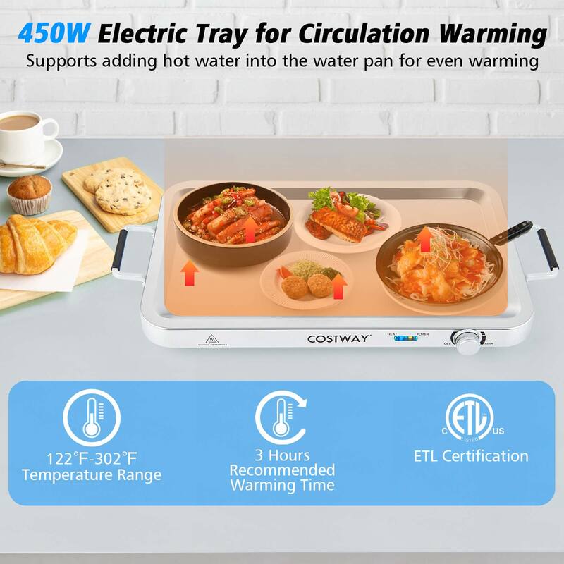 Costway Food Warmer Buffet Server 450W Stainless Steel Electric - See Details