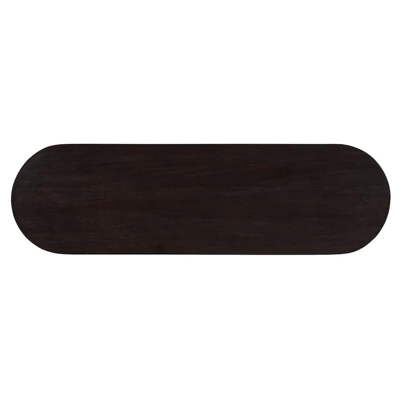 Acacia Veneer Rattan Console Table Narrow Hallway Tables with Oval Table Top, Entryway Table with Storage Drawers Brown