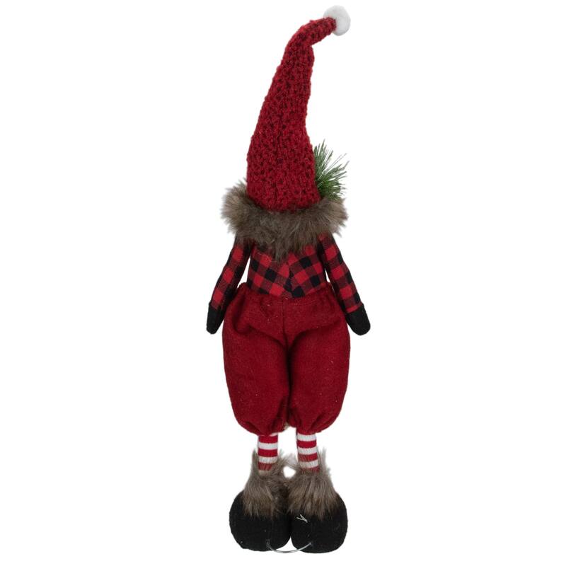 Standing Buffalo Plaid Gnome with Berry Pine Christmas Figure - 17"