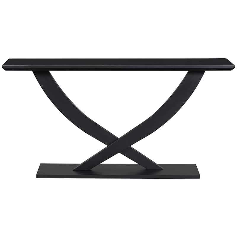 57'' Console Table Hallway Tables, Accent Table with Cross-Table Leg and Acacia Venner, Entryway Table for Living Room