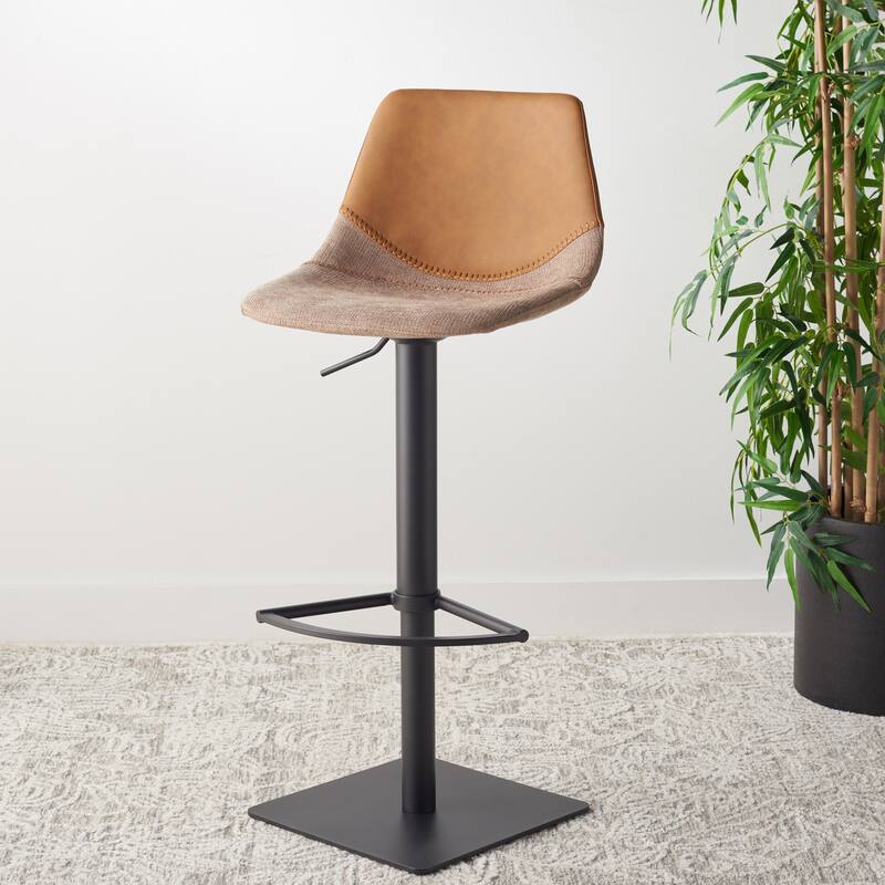 SAFAVIEH Peroline Gas Lift Adjustable Bar Stool - 19 In. W x 18 In. D x 32-42 In. H - 19Wx18Dx42H