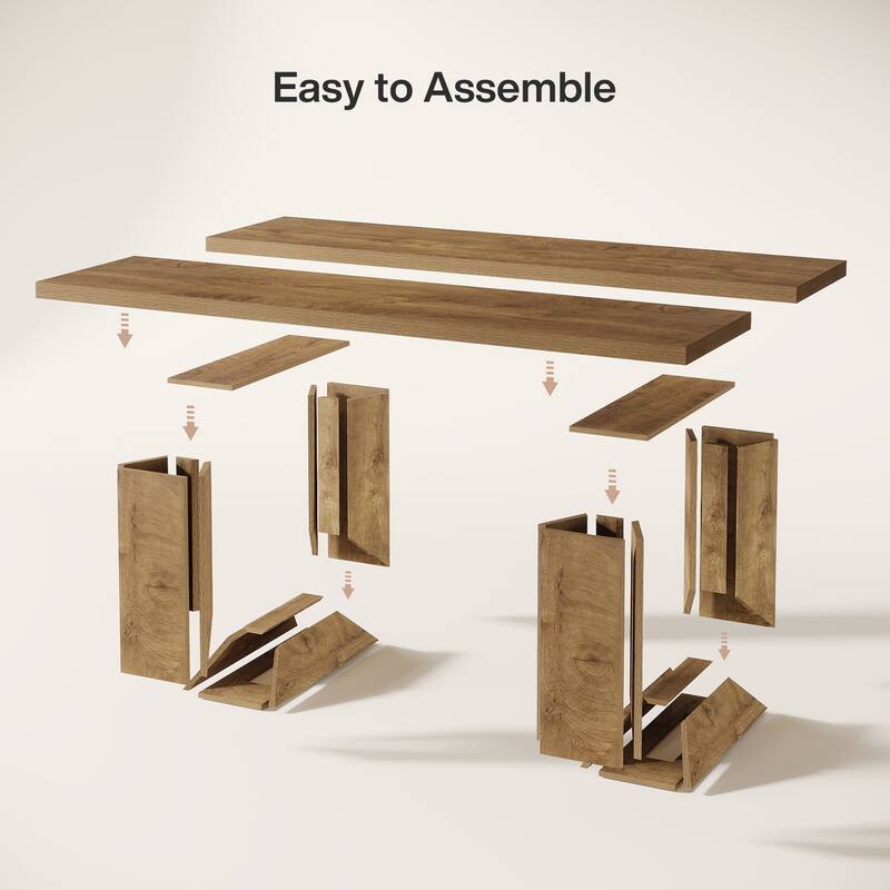 63'' Kitchen Dining Table for 6 People, Strong Geometric Legs