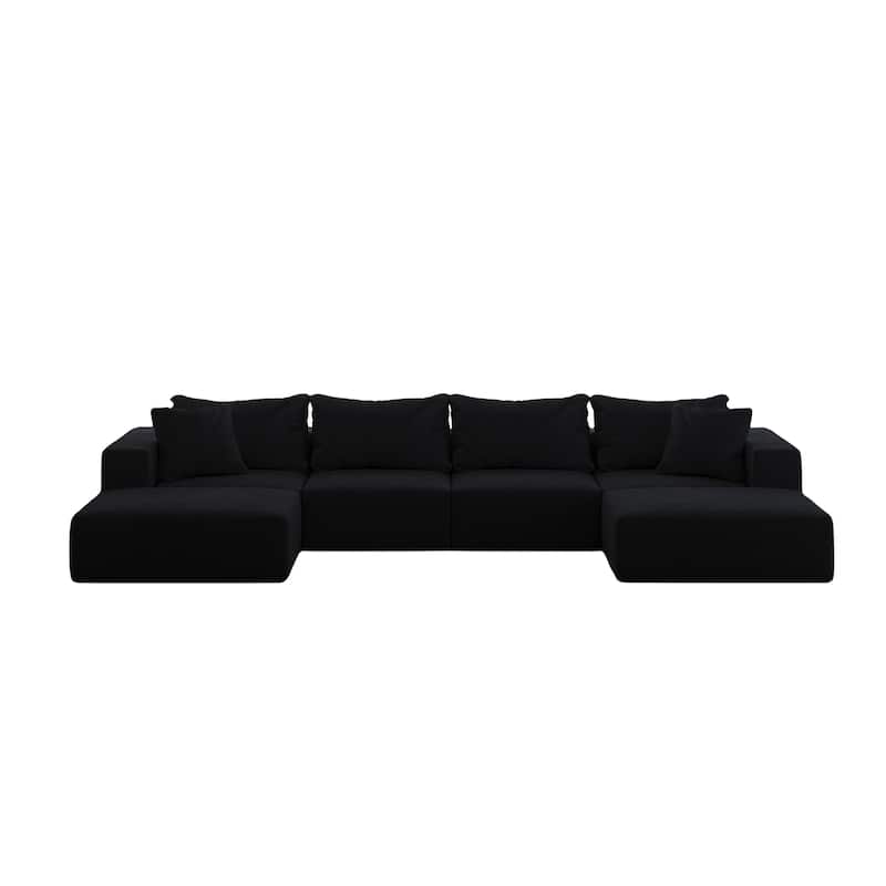 Modern 162-Inch Modular L-Shaped Sectional Sofa Set Free Combination Sofa Couch with 6 Pillows for Living Room Bedroom