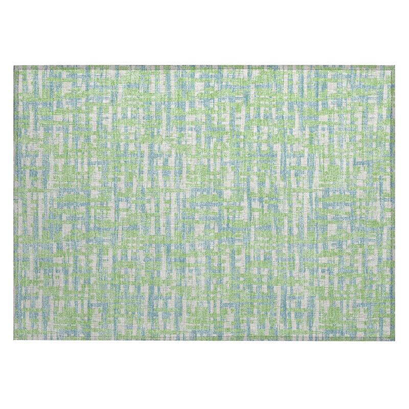 Machine Washable Indoor/ Outdoor Modern Crosshatch Chantille Rug - Mint - 1'8" x 2'6"