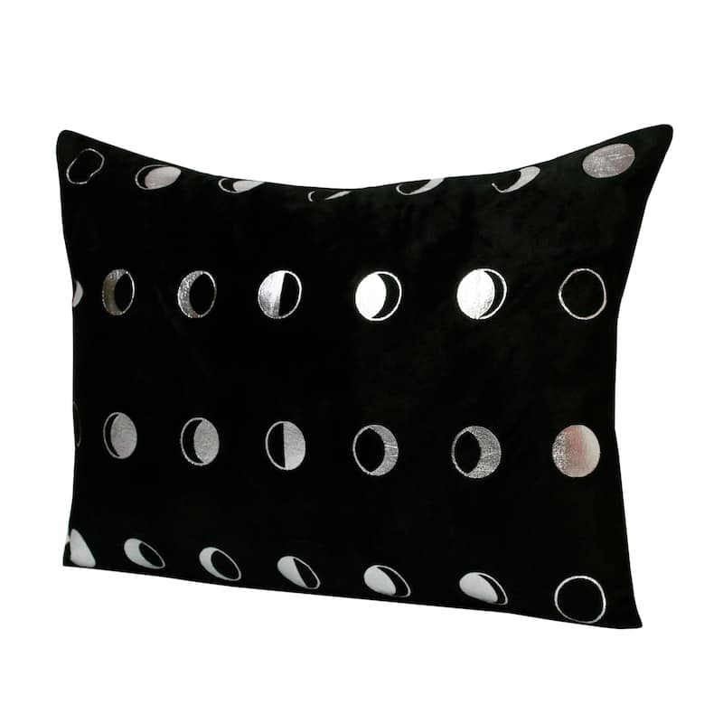 Sevita Handmade Gray/Silver Dotted Polyester Throw Pillow, 14" x 20"
