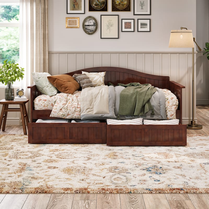 Nantucket Twin Wood Daybed with Set of 2 Drawers