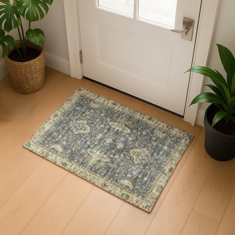 Premium Washable Super Soft Traditional Mayfield Rug - Gray - 1'8" x 2'6"