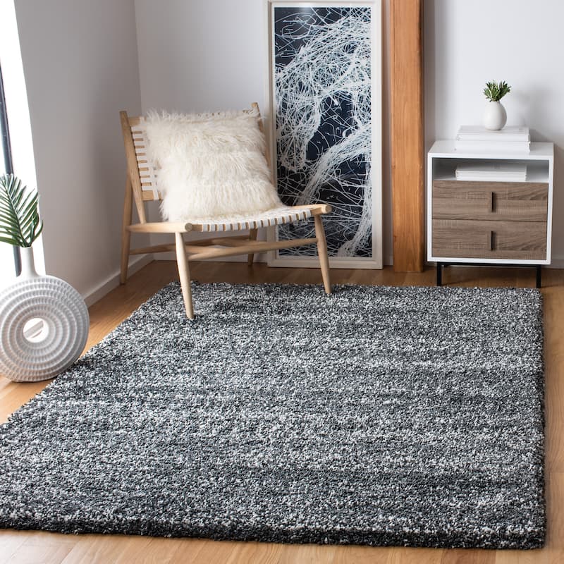 SAFAVIEH Hudson Shag Justine Modern 2-inch Thick Rug - 3' x 5' - Dark Grey/Ivory - Rectangle