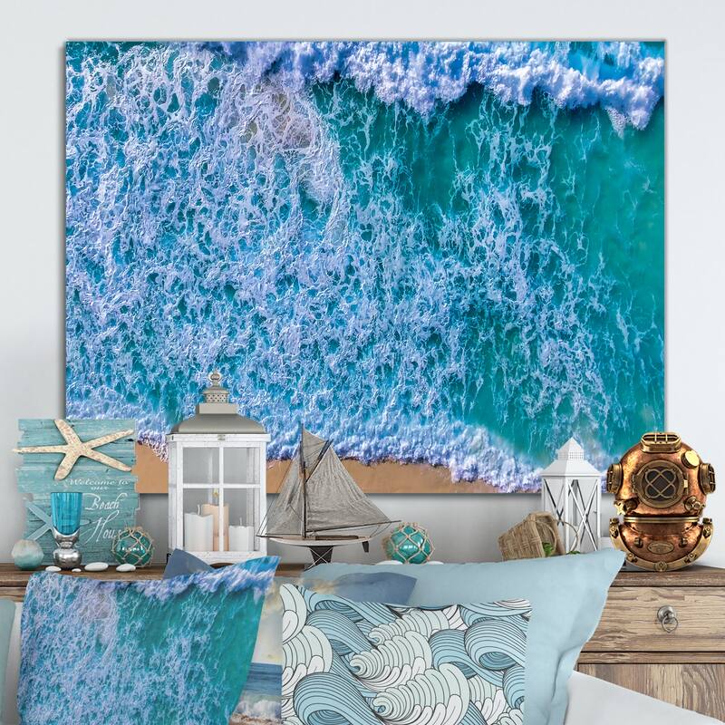 Designart "Amazing Aerial Coastal View" Nautical & Coastal Canvas Wall