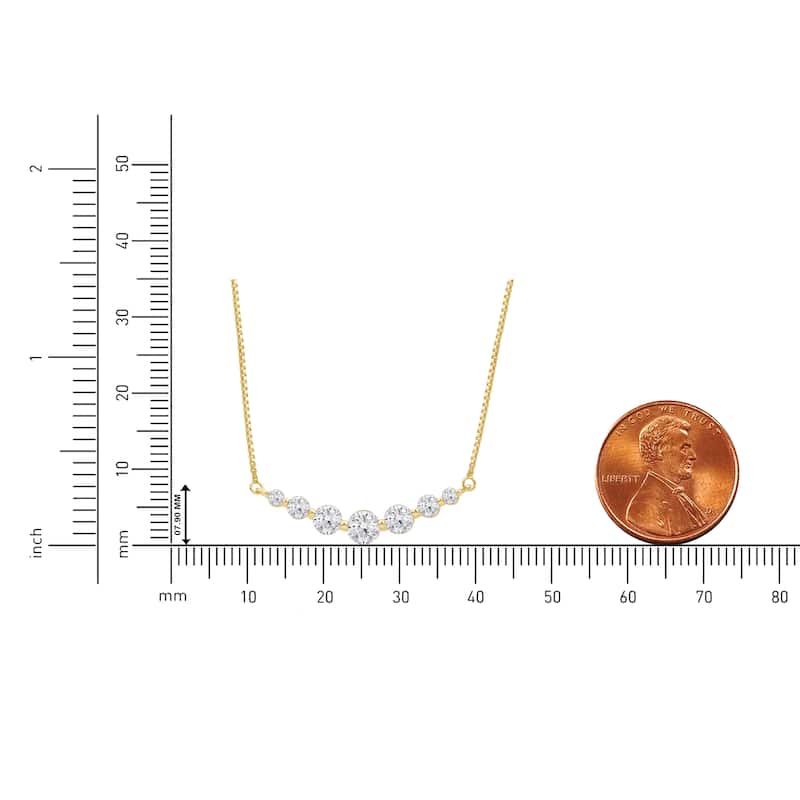 1ct Lab Grown Diamond Curved Bar Necklace in 14k Gold for Women