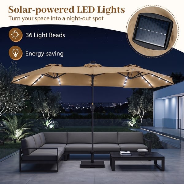costway solar powered patio umbrella Costway Double-Sided Patio Umbrella with Solar Lights, 36 LED - Bed Bath &  Beyond