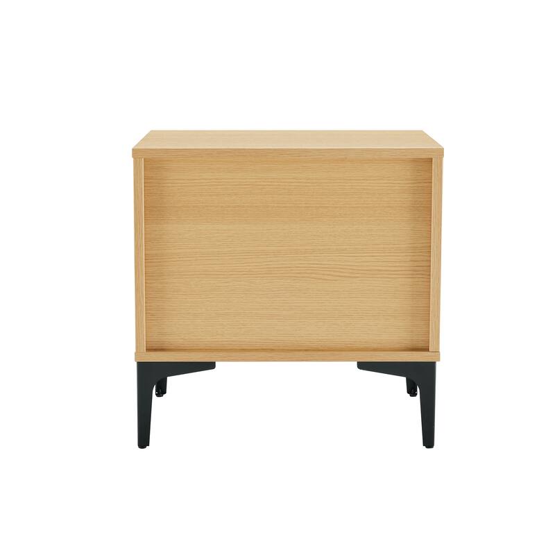 Modern Nightstand with Drawer and Open Shelf Metal Frame Design