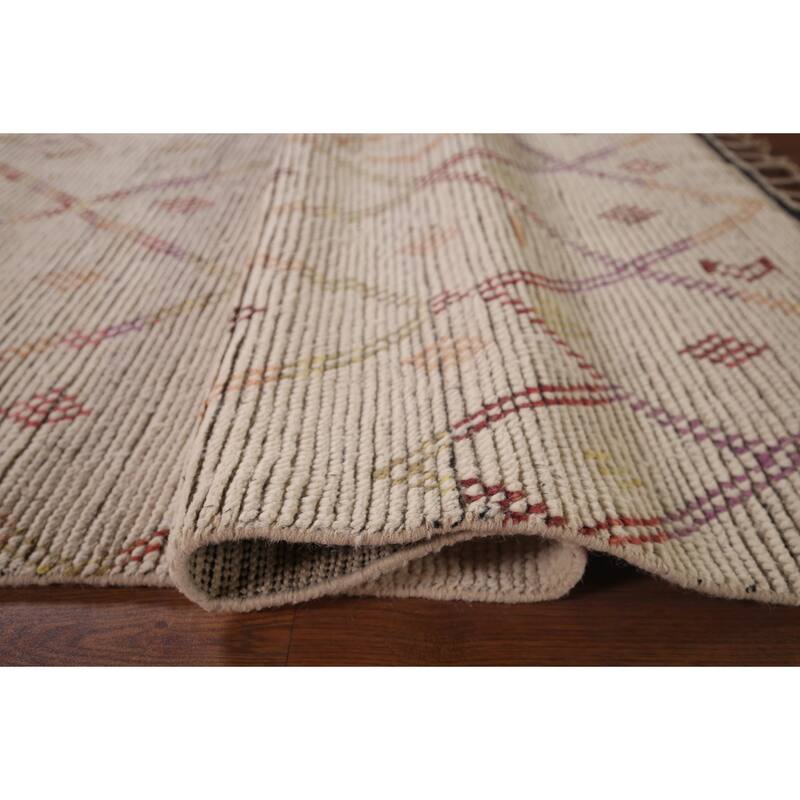 Trellis Moroccan Oriental Area Rug Hand-Knotted Wool Carpet - 5'4"x 8'7"