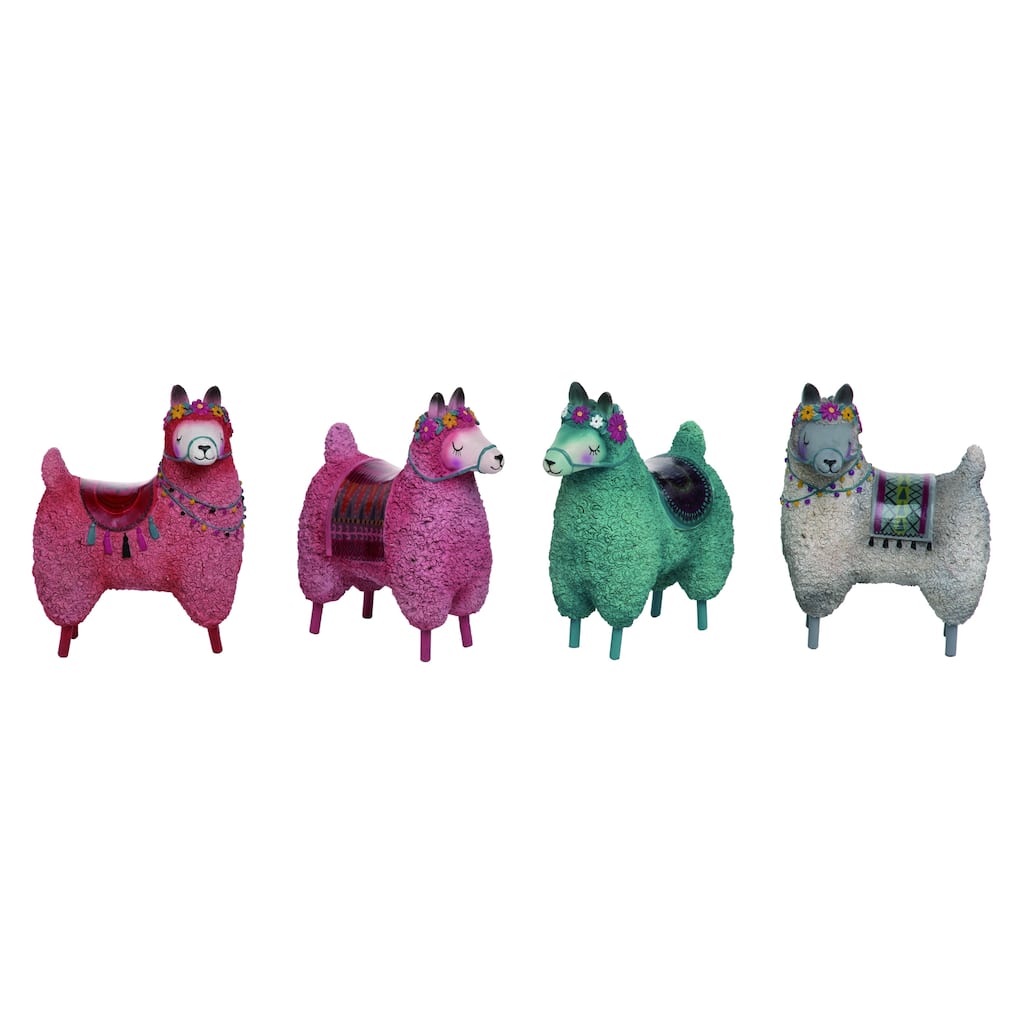 Transpac Resin Standing Llama Figurines Set of 4 Home Tabletop Mantel Decorations