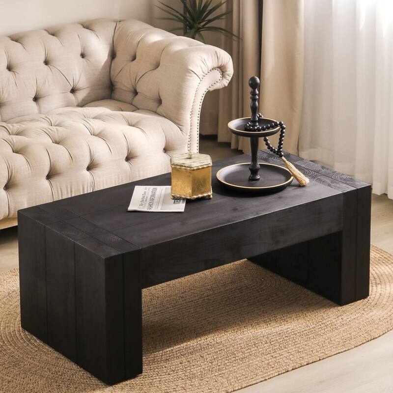 Modern Farmhouse Rectangular Table Wood Coffee Table for Living Room