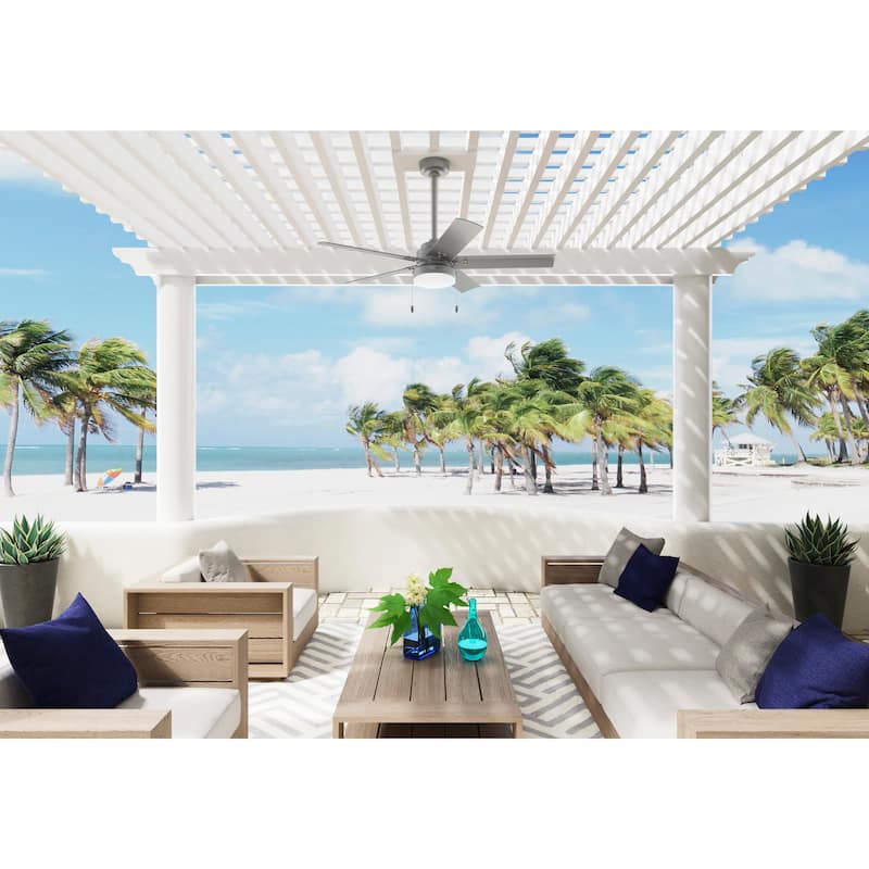 Hunter 52" Sea Point Outdoor Ceiling Fan with LED Light Kit and Pull Chain, Wet Rated