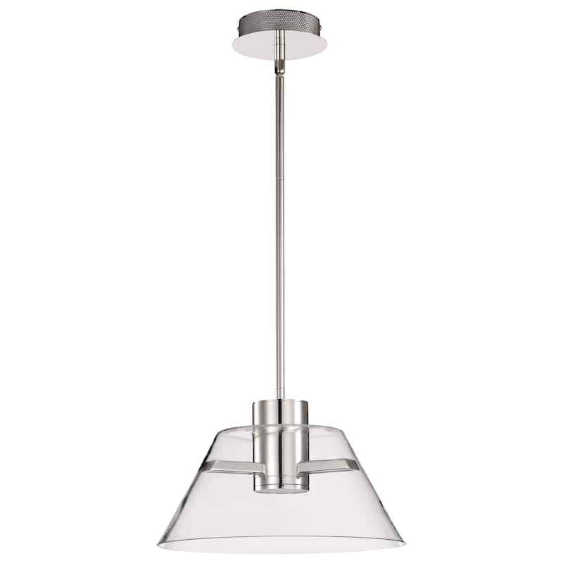 Edmond 14 Inch LED Pendant Polished Nickel with Clear Glass - Polished Nickel