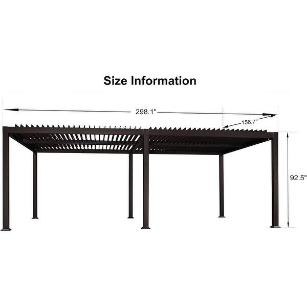 dimension image slide 20 of 36, PURPLE LEAF Outdoor Louvered Pergola with Adjustable Metal Roof for Patio Pergola