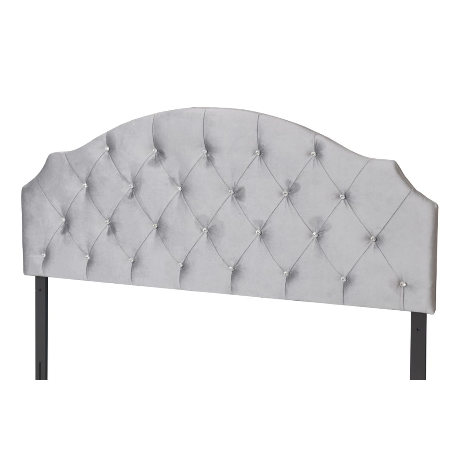 Evelina Plush Upholstered Bed Headboard with Nailhead Trim  -image