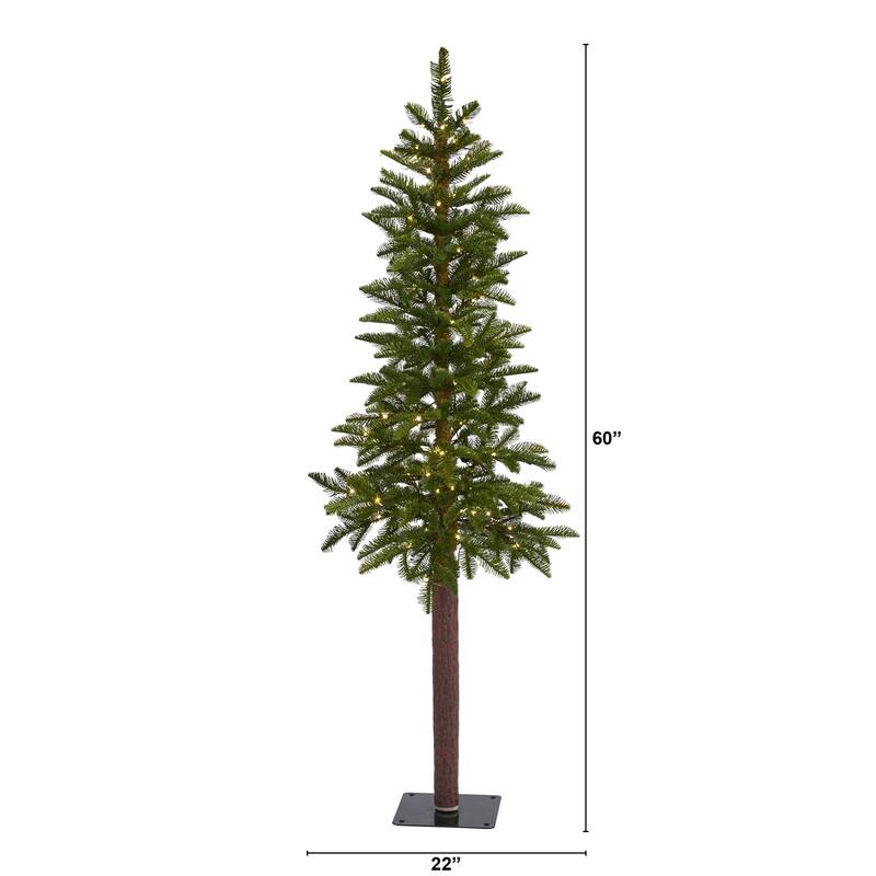 5ft. Alpine Artificial Christmas Tree with 100 Clear Microdot Multifunction LED Lights - Charming Small X-Mas Tree