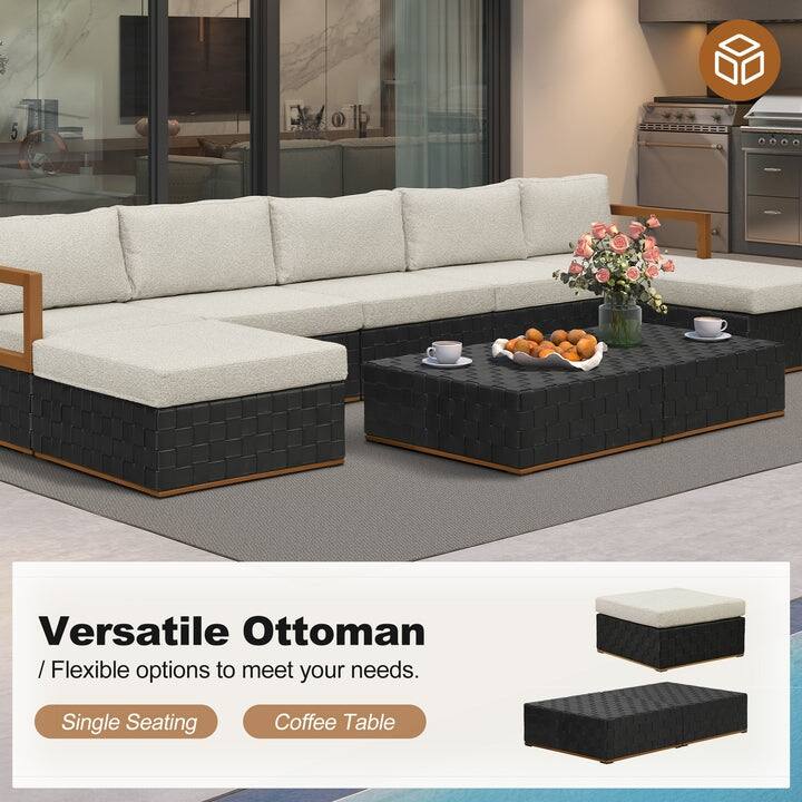 PURPLE LEAF GLFSF Open-End Black sofa with white seat Outdoor Couch for Yard Porch Deck Patio Conversation Sets