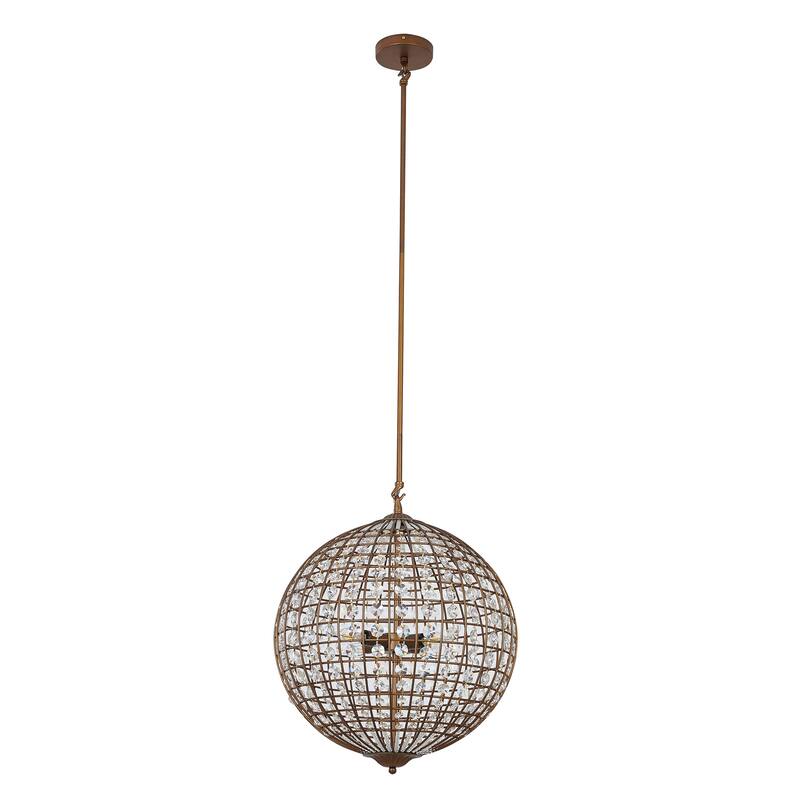 4-Light Bronze Chandelier With Clear Crystal Accents