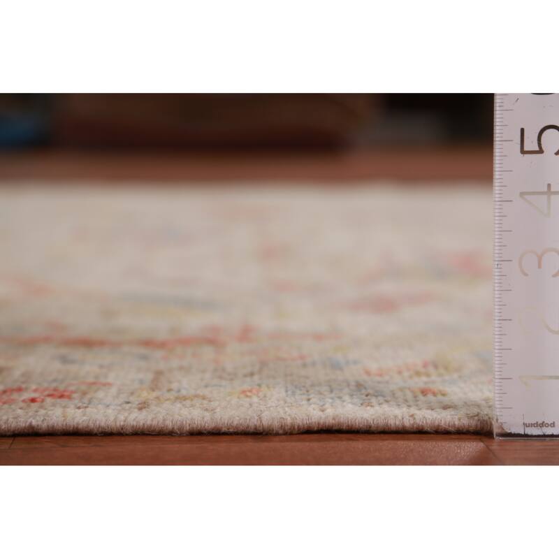 Hand Knotted Oriental 100% Wool Carpet Transitional All-Over Beige & Ivories Oushak Area Rug - 8' 11'' X 6' 0''