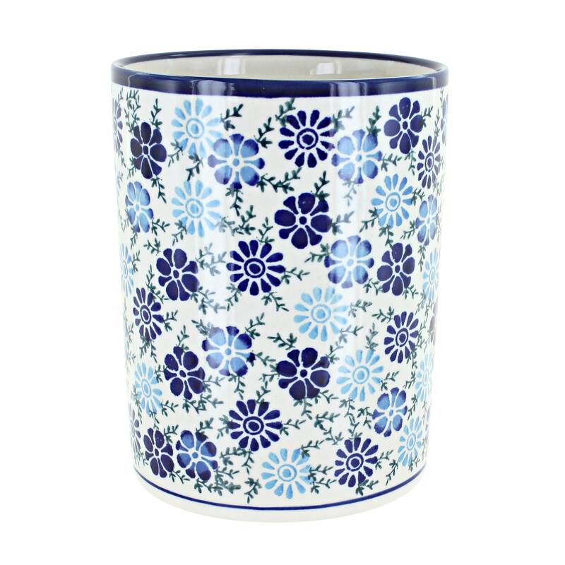 Blue Rose Polish Pottery 832 Zaklady Utensil Jar