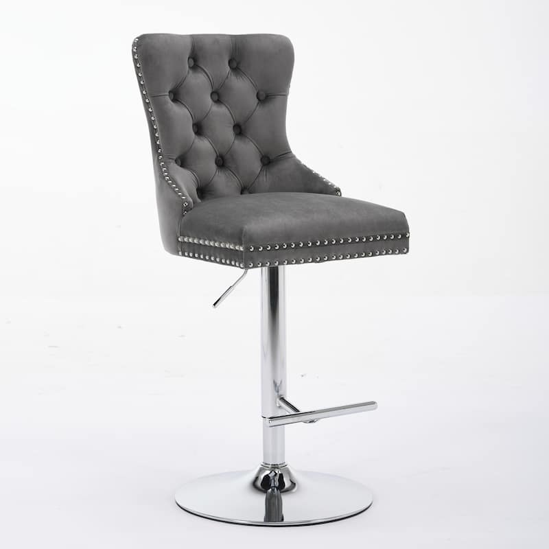Upholstered Swivel Barstools Side Chair Set of 2