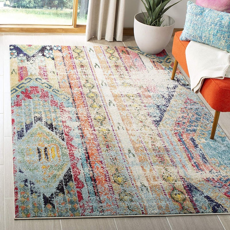 Contemporary Area Rug - 5'1" x 7'7" - Navy Blue Boho Chic Rug - Non-Shedding Living Room Rug - 91 x 61