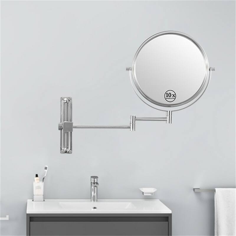Height Adjustable 8 Inch 1x/10x Magnifying Double Sided Vanity Mirror