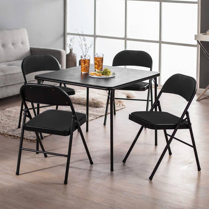 Folding Chair Set Fabric Upholstered Padded Seat Metal Frame for Home Office Dining Room (Set of 4 or 6)